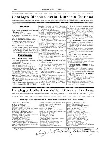 Giornale della libreria della tipografia e delle arti e industrie affini supplemento alla Bibliografia italiana, pubblicato dall'Associazione tipografico-libraria italiana