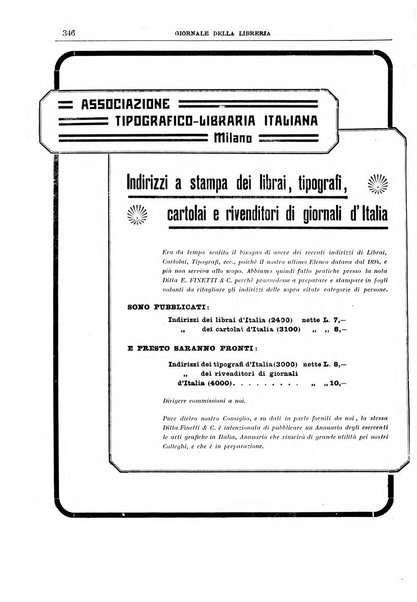 Giornale della libreria della tipografia e delle arti e industrie affini supplemento alla Bibliografia italiana, pubblicato dall'Associazione tipografico-libraria italiana