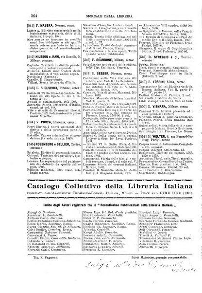 Giornale della libreria della tipografia e delle arti e industrie affini supplemento alla Bibliografia italiana, pubblicato dall'Associazione tipografico-libraria italiana