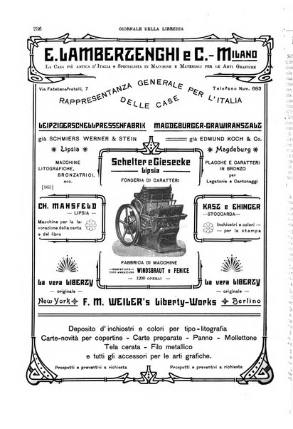 Giornale della libreria della tipografia e delle arti e industrie affini supplemento alla Bibliografia italiana, pubblicato dall'Associazione tipografico-libraria italiana