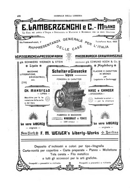 Giornale della libreria della tipografia e delle arti e industrie affini supplemento alla Bibliografia italiana, pubblicato dall'Associazione tipografico-libraria italiana