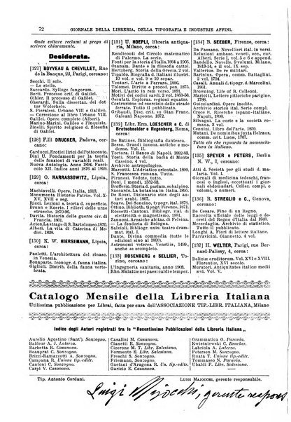 Giornale della libreria della tipografia e delle arti e industrie affini supplemento alla Bibliografia italiana, pubblicato dall'Associazione tipografico-libraria italiana