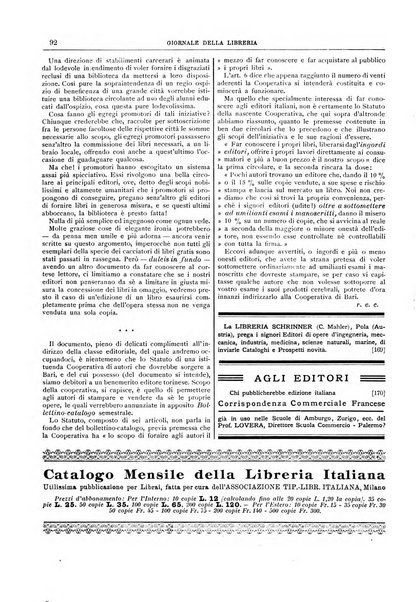 Giornale della libreria della tipografia e delle arti e industrie affini supplemento alla Bibliografia italiana, pubblicato dall'Associazione tipografico-libraria italiana