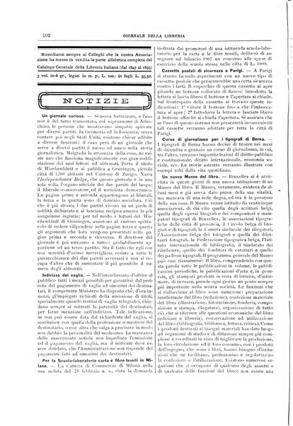 Giornale della libreria della tipografia e delle arti e industrie affini supplemento alla Bibliografia italiana, pubblicato dall'Associazione tipografico-libraria italiana