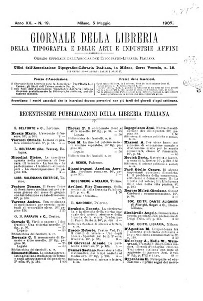 Giornale della libreria della tipografia e delle arti e industrie affini supplemento alla Bibliografia italiana, pubblicato dall'Associazione tipografico-libraria italiana