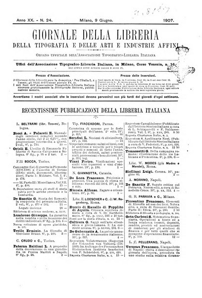 Giornale della libreria della tipografia e delle arti e industrie affini supplemento alla Bibliografia italiana, pubblicato dall'Associazione tipografico-libraria italiana