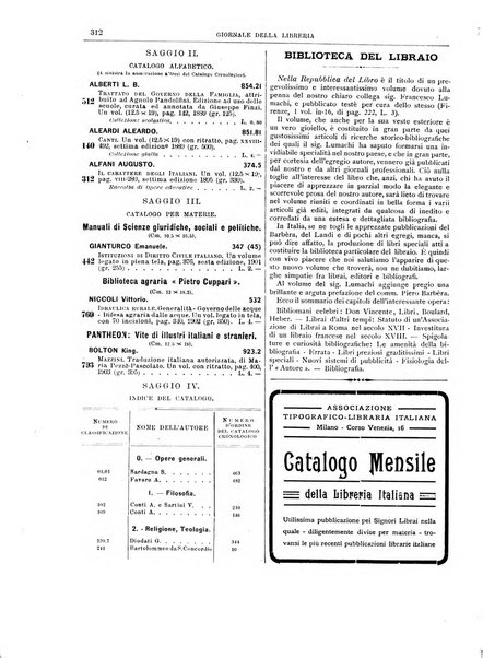 Giornale della libreria della tipografia e delle arti e industrie affini supplemento alla Bibliografia italiana, pubblicato dall'Associazione tipografico-libraria italiana