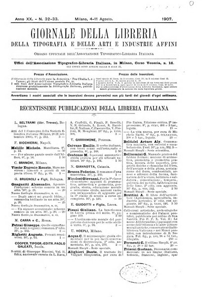 Giornale della libreria della tipografia e delle arti e industrie affini supplemento alla Bibliografia italiana, pubblicato dall'Associazione tipografico-libraria italiana