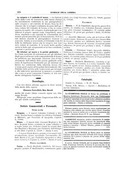 Giornale della libreria della tipografia e delle arti e industrie affini supplemento alla Bibliografia italiana, pubblicato dall'Associazione tipografico-libraria italiana