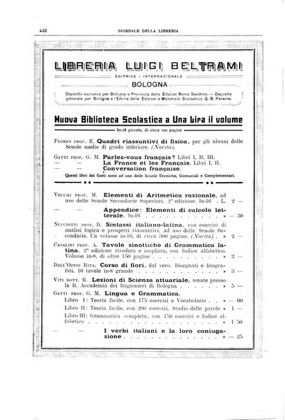 Giornale della libreria della tipografia e delle arti e industrie affini supplemento alla Bibliografia italiana, pubblicato dall'Associazione tipografico-libraria italiana