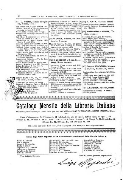 Giornale della libreria della tipografia e delle arti e industrie affini supplemento alla Bibliografia italiana, pubblicato dall'Associazione tipografico-libraria italiana