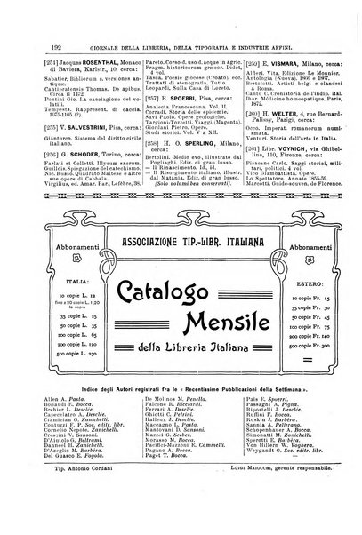 Giornale della libreria della tipografia e delle arti e industrie affini supplemento alla Bibliografia italiana, pubblicato dall'Associazione tipografico-libraria italiana