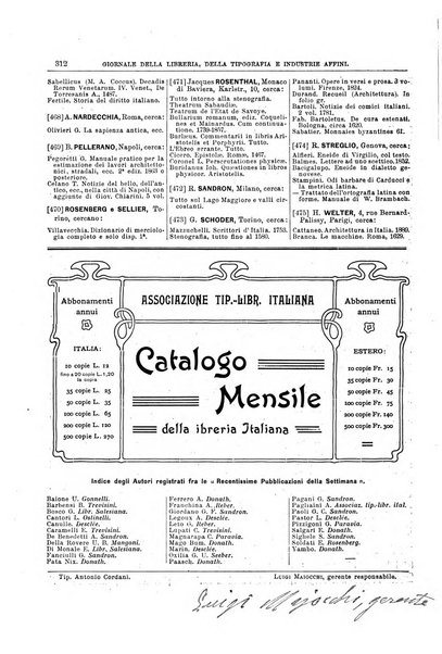 Giornale della libreria della tipografia e delle arti e industrie affini supplemento alla Bibliografia italiana, pubblicato dall'Associazione tipografico-libraria italiana