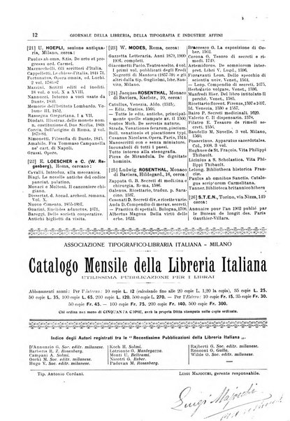 Giornale della libreria della tipografia e delle arti e industrie affini supplemento alla Bibliografia italiana, pubblicato dall'Associazione tipografico-libraria italiana