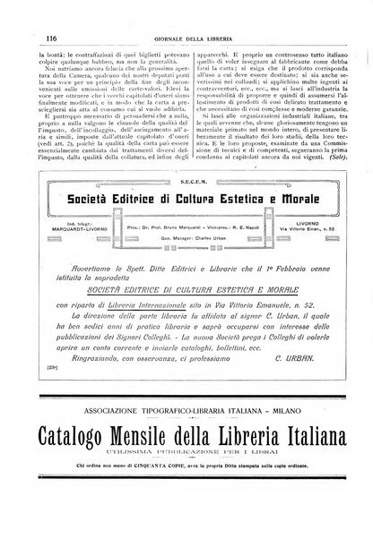 Giornale della libreria della tipografia e delle arti e industrie affini supplemento alla Bibliografia italiana, pubblicato dall'Associazione tipografico-libraria italiana