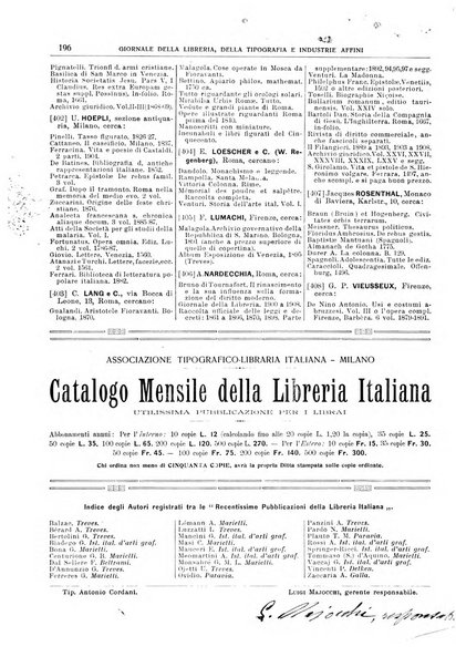 Giornale della libreria della tipografia e delle arti e industrie affini supplemento alla Bibliografia italiana, pubblicato dall'Associazione tipografico-libraria italiana