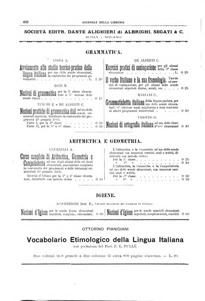 Giornale della libreria della tipografia e delle arti e industrie affini supplemento alla Bibliografia italiana, pubblicato dall'Associazione tipografico-libraria italiana