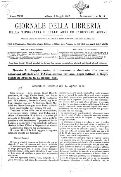 Giornale della libreria della tipografia e delle arti e industrie affini supplemento alla Bibliografia italiana, pubblicato dall'Associazione tipografico-libraria italiana