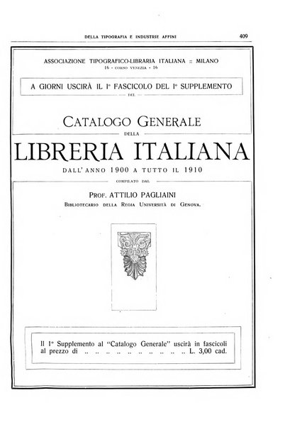 Giornale della libreria della tipografia e delle arti e industrie affini supplemento alla Bibliografia italiana, pubblicato dall'Associazione tipografico-libraria italiana