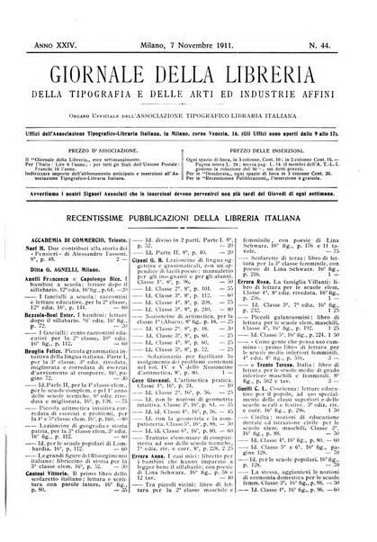 Giornale della libreria della tipografia e delle arti e industrie affini supplemento alla Bibliografia italiana, pubblicato dall'Associazione tipografico-libraria italiana