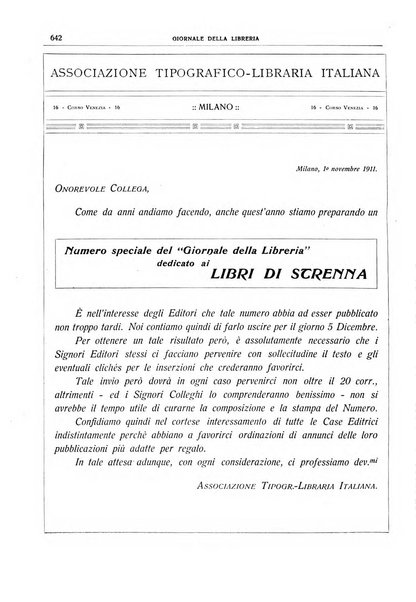 Giornale della libreria della tipografia e delle arti e industrie affini supplemento alla Bibliografia italiana, pubblicato dall'Associazione tipografico-libraria italiana