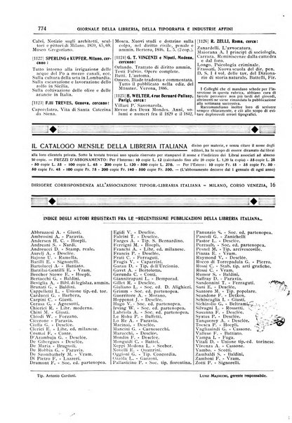 Giornale della libreria della tipografia e delle arti e industrie affini supplemento alla Bibliografia italiana, pubblicato dall'Associazione tipografico-libraria italiana