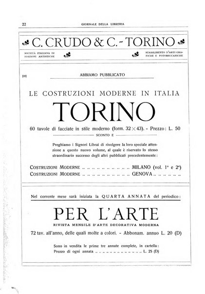 Giornale della libreria della tipografia e delle arti e industrie affini supplemento alla Bibliografia italiana, pubblicato dall'Associazione tipografico-libraria italiana