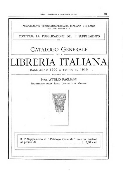 Giornale della libreria della tipografia e delle arti e industrie affini supplemento alla Bibliografia italiana, pubblicato dall'Associazione tipografico-libraria italiana