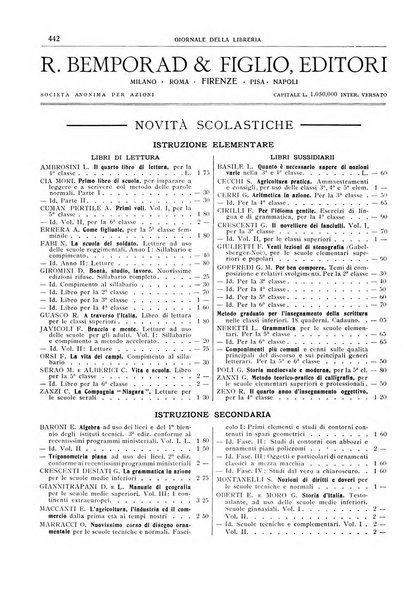 Giornale della libreria della tipografia e delle arti e industrie affini supplemento alla Bibliografia italiana, pubblicato dall'Associazione tipografico-libraria italiana