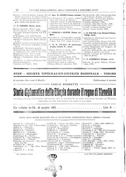 Giornale della libreria della tipografia e delle arti e industrie affini supplemento alla Bibliografia italiana, pubblicato dall'Associazione tipografico-libraria italiana