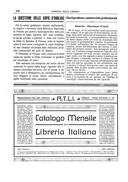 Giornale della libreria della tipografia e delle arti e industrie affini supplemento alla Bibliografia italiana, pubblicato dall'Associazione tipografico-libraria italiana