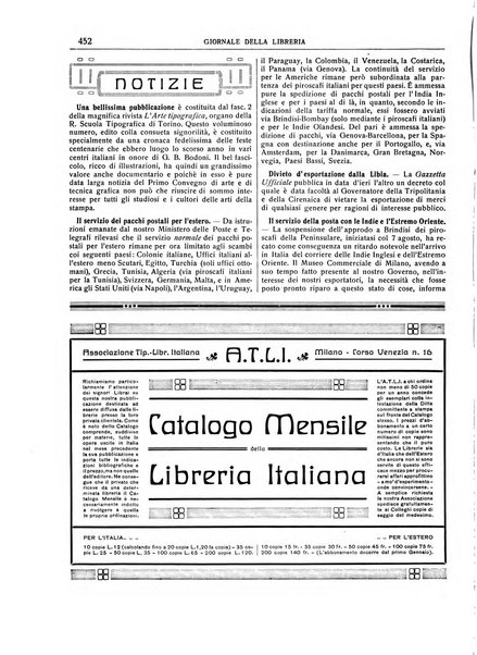 Giornale della libreria della tipografia e delle arti e industrie affini supplemento alla Bibliografia italiana, pubblicato dall'Associazione tipografico-libraria italiana