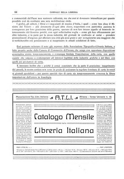 Giornale della libreria della tipografia e delle arti e industrie affini supplemento alla Bibliografia italiana, pubblicato dall'Associazione tipografico-libraria italiana