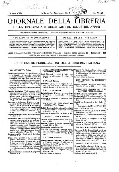 Giornale della libreria della tipografia e delle arti e industrie affini supplemento alla Bibliografia italiana, pubblicato dall'Associazione tipografico-libraria italiana