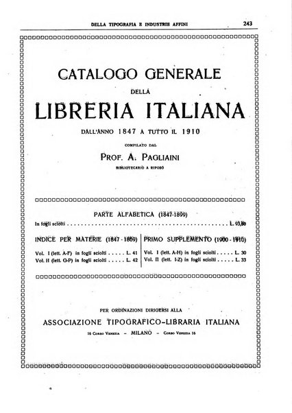 Giornale della libreria della tipografia e delle arti e industrie affini supplemento alla Bibliografia italiana, pubblicato dall'Associazione tipografico-libraria italiana