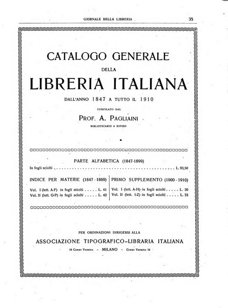 Giornale della libreria della tipografia e delle arti e industrie affini supplemento alla Bibliografia italiana, pubblicato dall'Associazione tipografico-libraria italiana