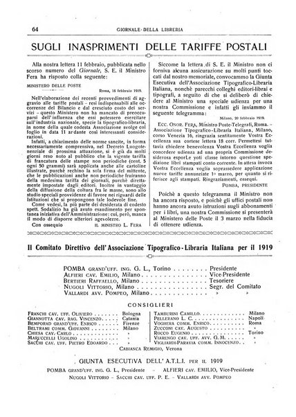 Giornale della libreria della tipografia e delle arti e industrie affini supplemento alla Bibliografia italiana, pubblicato dall'Associazione tipografico-libraria italiana