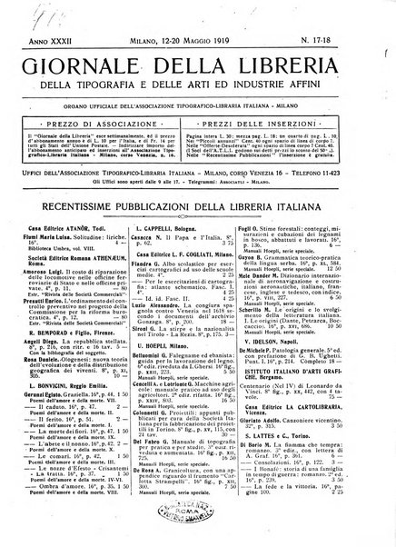 Giornale della libreria della tipografia e delle arti e industrie affini supplemento alla Bibliografia italiana, pubblicato dall'Associazione tipografico-libraria italiana