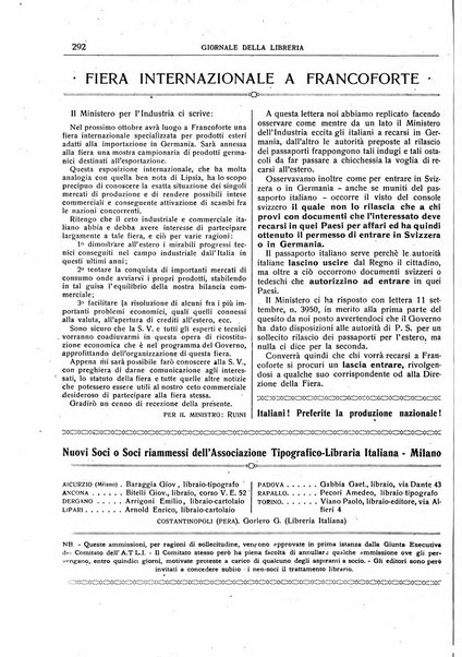 Giornale della libreria della tipografia e delle arti e industrie affini supplemento alla Bibliografia italiana, pubblicato dall'Associazione tipografico-libraria italiana