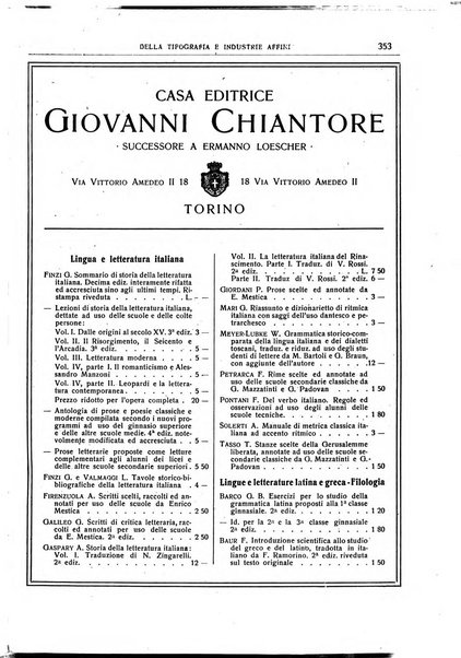 Giornale della libreria della tipografia e delle arti e industrie affini supplemento alla Bibliografia italiana, pubblicato dall'Associazione tipografico-libraria italiana