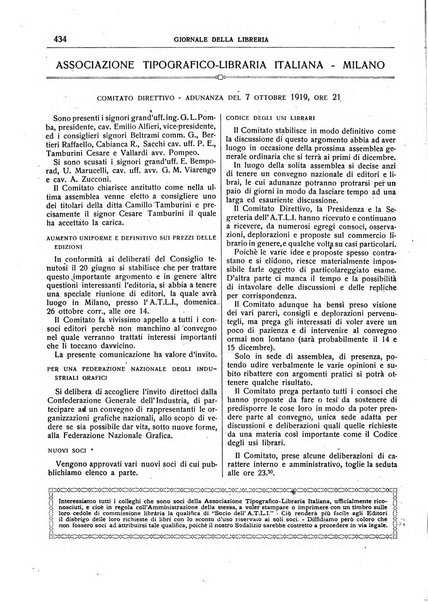 Giornale della libreria della tipografia e delle arti e industrie affini supplemento alla Bibliografia italiana, pubblicato dall'Associazione tipografico-libraria italiana