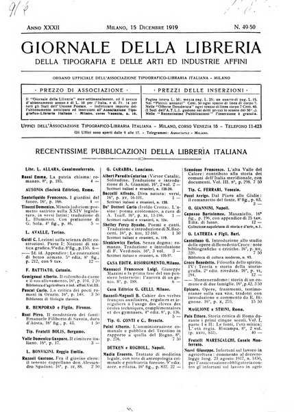 Giornale della libreria della tipografia e delle arti e industrie affini supplemento alla Bibliografia italiana, pubblicato dall'Associazione tipografico-libraria italiana