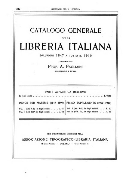 Giornale della libreria della tipografia e delle arti e industrie affini supplemento alla Bibliografia italiana, pubblicato dall'Associazione tipografico-libraria italiana