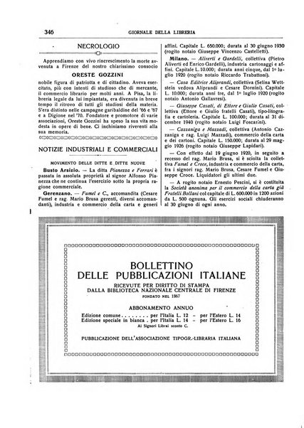 Giornale della libreria della tipografia e delle arti e industrie affini supplemento alla Bibliografia italiana, pubblicato dall'Associazione tipografico-libraria italiana