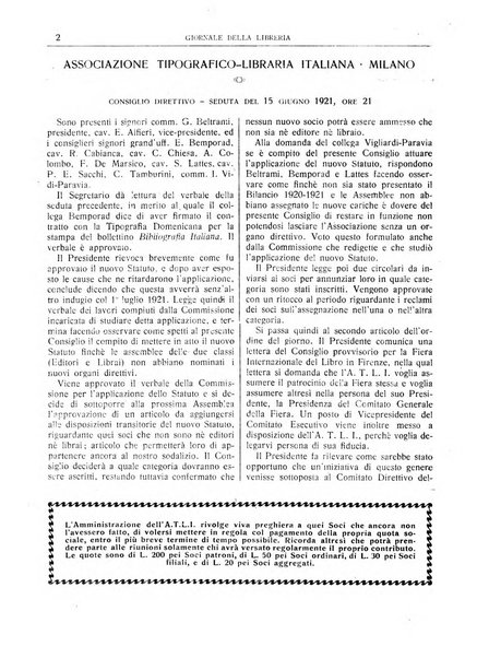 Giornale della libreria della tipografia e delle arti e industrie affini supplemento alla Bibliografia italiana, pubblicato dall'Associazione tipografico-libraria italiana