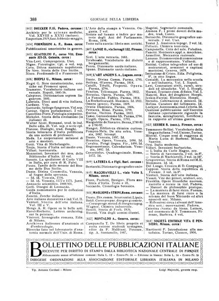 Giornale della libreria della tipografia e delle arti e industrie affini supplemento alla Bibliografia italiana, pubblicato dall'Associazione tipografico-libraria italiana