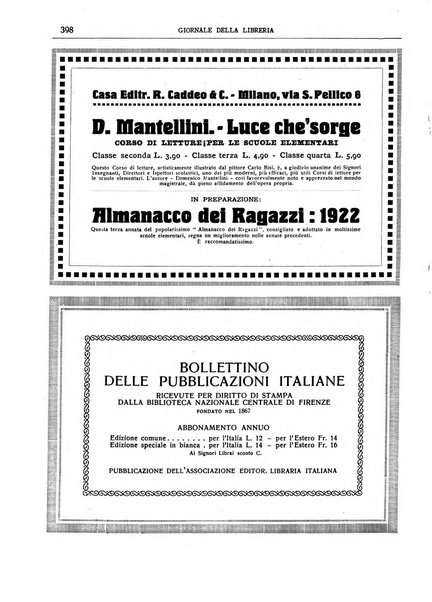 Giornale della libreria della tipografia e delle arti e industrie affini supplemento alla Bibliografia italiana, pubblicato dall'Associazione tipografico-libraria italiana