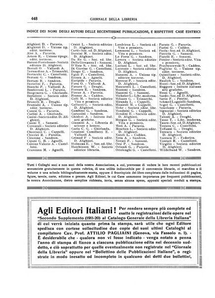 Giornale della libreria della tipografia e delle arti e industrie affini supplemento alla Bibliografia italiana, pubblicato dall'Associazione tipografico-libraria italiana