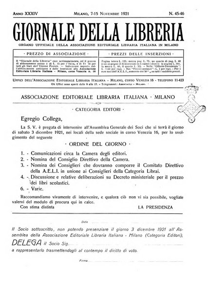 Giornale della libreria della tipografia e delle arti e industrie affini supplemento alla Bibliografia italiana, pubblicato dall'Associazione tipografico-libraria italiana