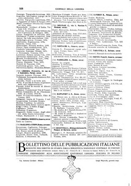 Giornale della libreria della tipografia e delle arti e industrie affini supplemento alla Bibliografia italiana, pubblicato dall'Associazione tipografico-libraria italiana